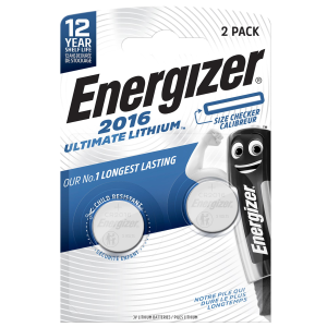 ENERGIZER ULTIMATE LITHIUM CR2016 BATTERIE A BOTTONE AL LITIO 3V CONF 2 Pz.